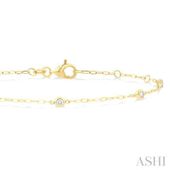 ASHI Round Shape Paperclip Diamond Station Chain Bracelet 721C0PPFGYG-0.15