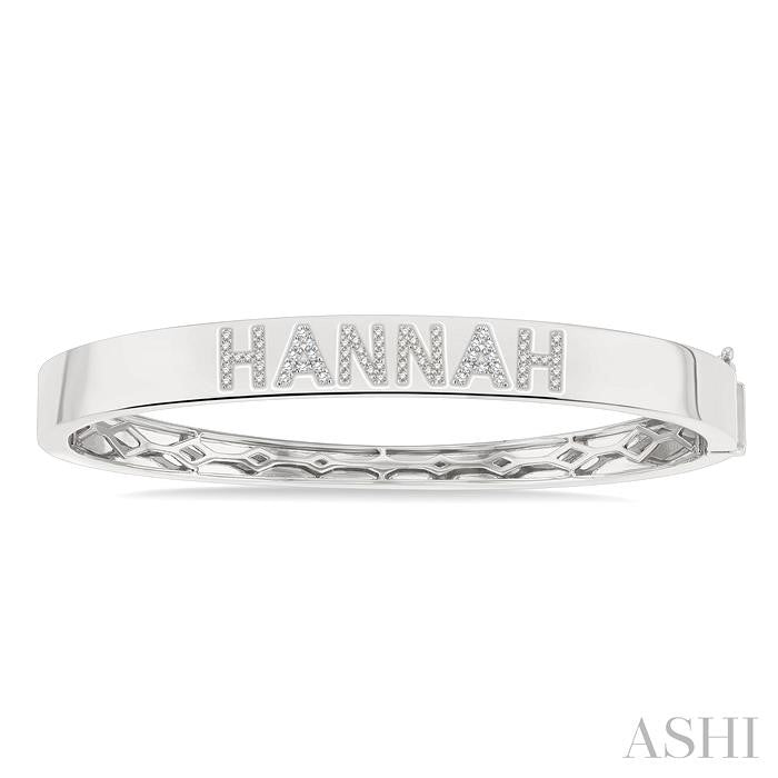ASHI Block 'HANNAH' Diamond Name Bangle 721F6PPTSWG