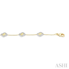 ASHI Clover Fluted Diamond Fashion Chain Bracelet 723CUPPFGYW