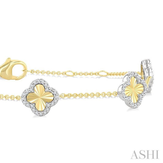 ASHI Clover Fluted Diamond Fashion Chain Bracelet 723CUPPFGYW