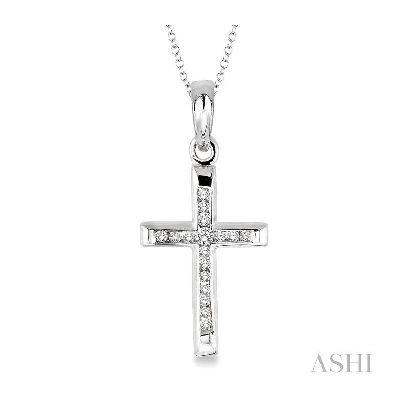 ASHI Silver Cross Channel Set Diamond Pendant 87078PPSSSLPD