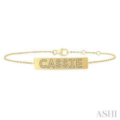 ASHI Block 'CASSIE' Diamond Nameplate Chain Bracelet 725F0PPTSYG