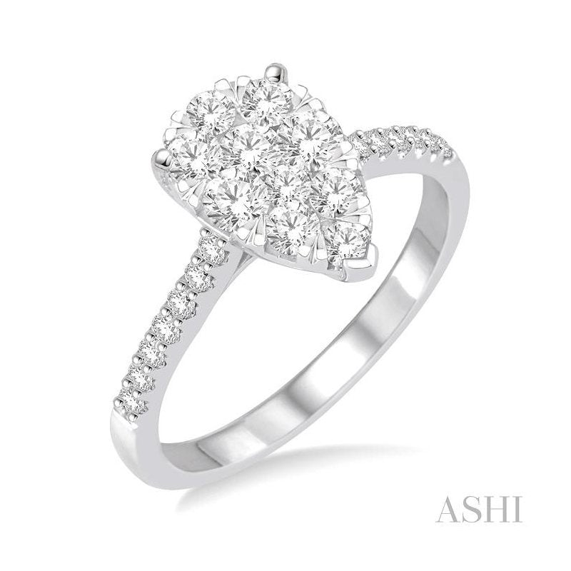 ASHI Pear Shape Lovebright Essential Diamond Engagement Ring 135C2PPFVWG