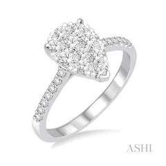 ASHI Pear Shape Lovebright Essential Diamond Engagement Ring 135C2PPFVWG