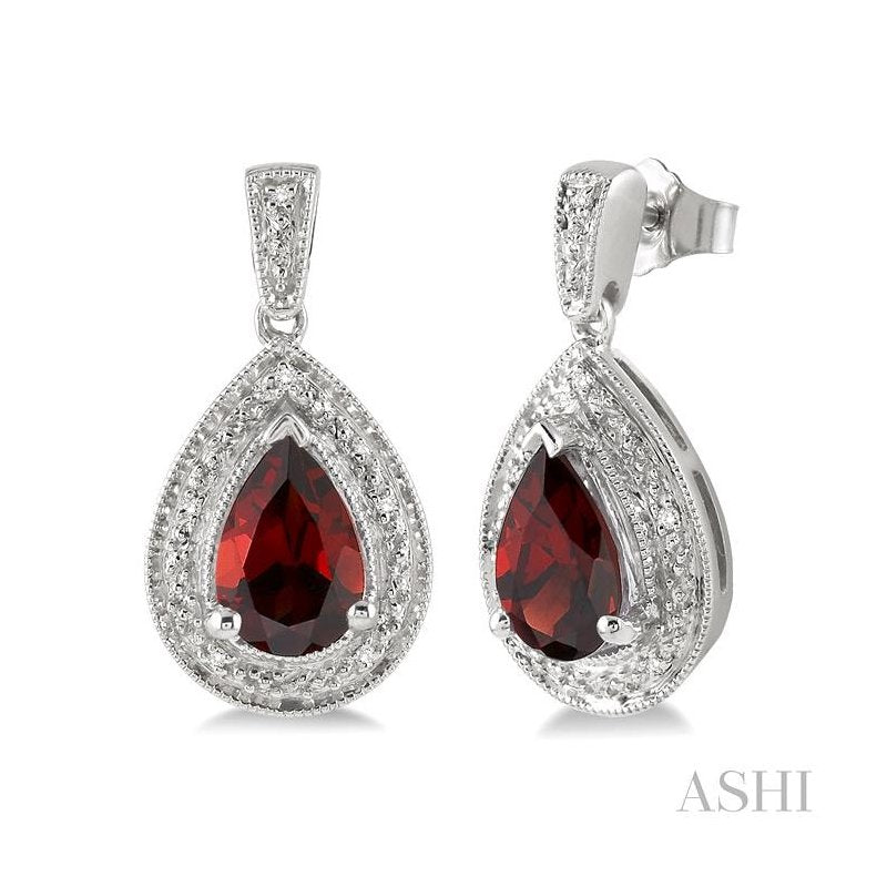 ASHI Silver Pear Shape Gemstone & Diamond Earrings 88118PPSSGTSLER