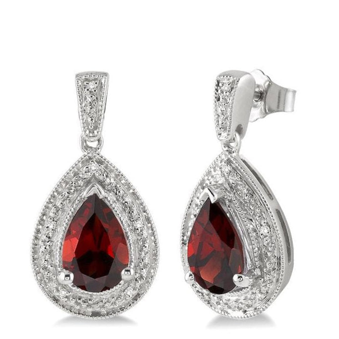 Parkplace Jewelers Silver Pear Shape Gemstone & Diamond Earrings 88118PPSSGTSLER