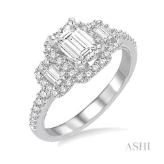 ASHI Emerald Shape Semi-Mount Halo Diamond Engagement Ring 243C3PPFHWG-SM-0.50