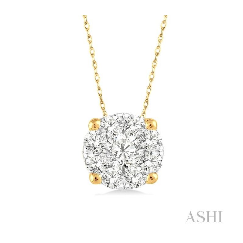 ASHI Round Shape Lovebright Essential Diamond Solitaire Pendant 91758PPFHPDYG