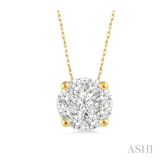 ASHI Round Shape Lovebright Essential Diamond Solitaire Pendant 91758PPFHPDYG
