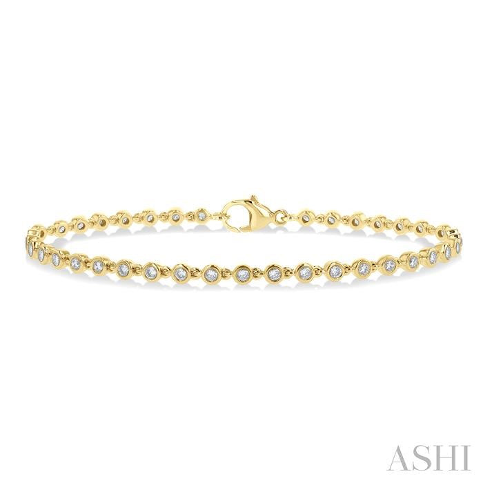 ASHI Bezel Set Diamond Tennis Bracelet 74571PPFGYG