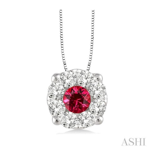 ASHI Round Shape Lovebright Gemstone & Diamond Pendant 58475PPFVPDRBWG