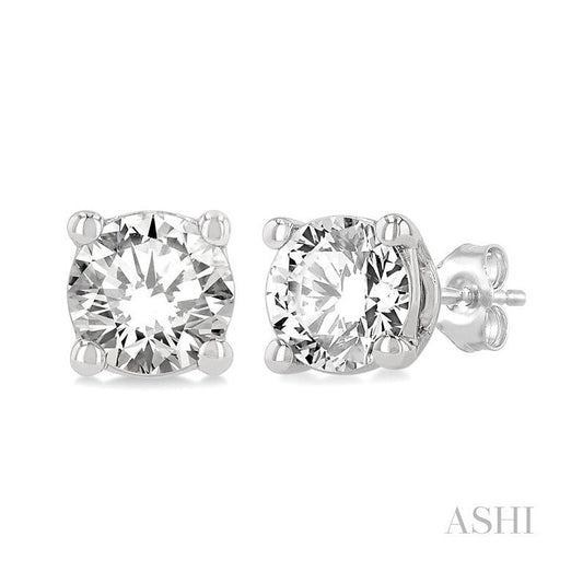 ASHI Round Shape Diamond Stud Earrings 66302PPFGERWG