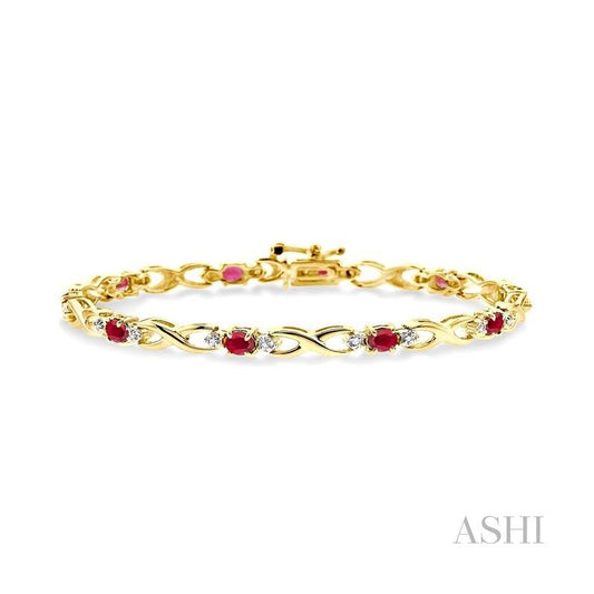 ASHI Oval Shape Gemstone & Diamond Bracelet 76040PPTSRB