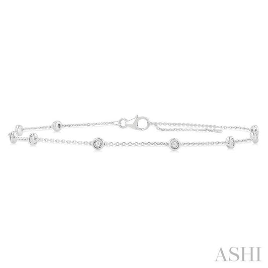 ASHI Bezel Set Diamond Station Chain Anklet 750A8PPTGAKWG