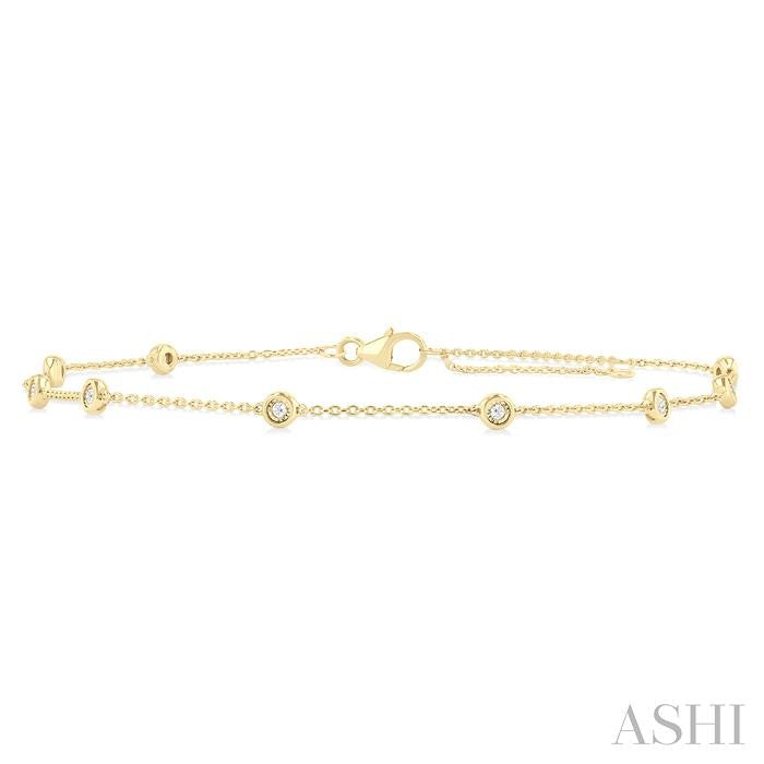 ASHI Bezel Set Diamond Station Chain Anklet 750A8PPTGAKYG
