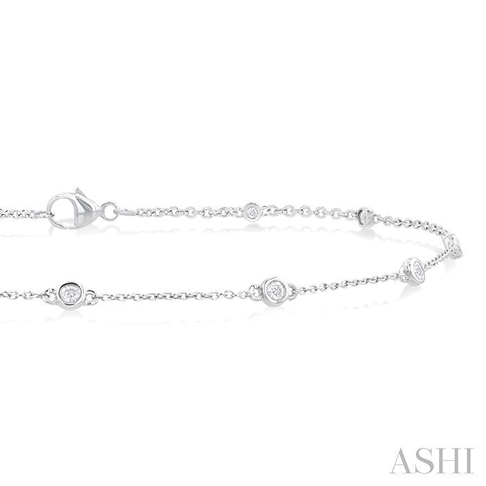 ASHI Bezel Set Diamond Station Chain Anklet 750AQPPTGAKWG