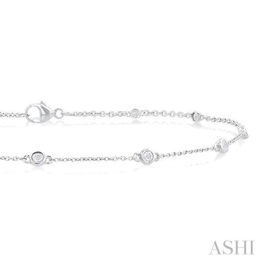 ASHI Bezel Set Diamond Station Chain Anklet 750AQPPTGAKWG