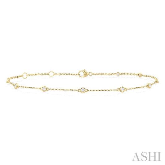ASHI Bezel Set Diamond Station Chain Anklet 750AQPPTGAKYG