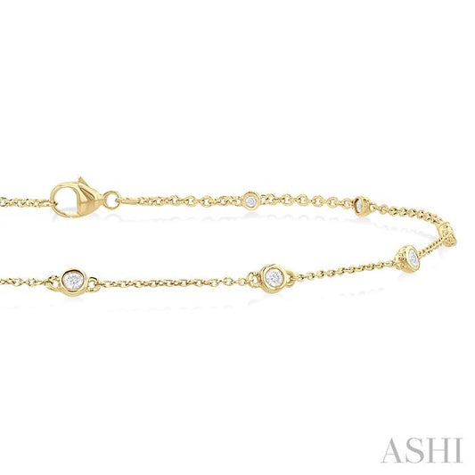ASHI Bezel Set Diamond Station Chain Anklet 750AQPPTGAKYG