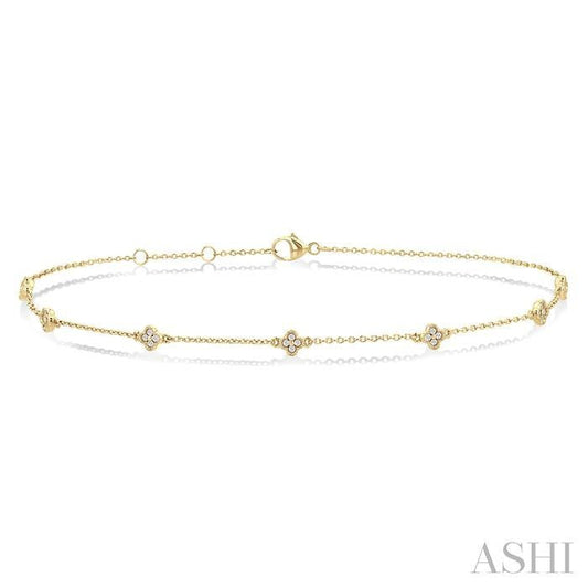 ASHI Clover Diamond Station Chain Bracelet 751A0PPTGYG