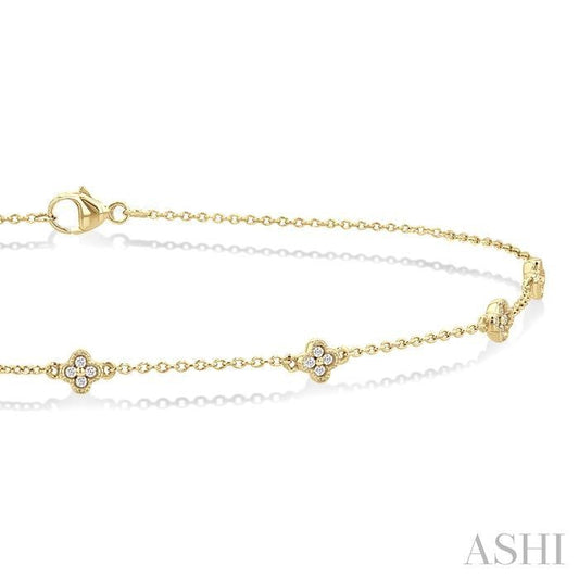 ASHI Clover Diamond Station Chain Bracelet 751A0PPTGYG