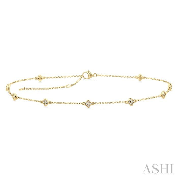 ASHI Clover Diamond Station Chain Anklet 751A0PPTSAKYG