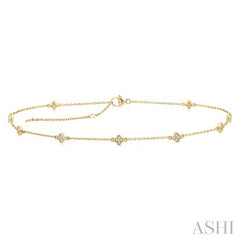 ASHI Clover Diamond Station Chain Anklet 751A0PPTSAKYG
