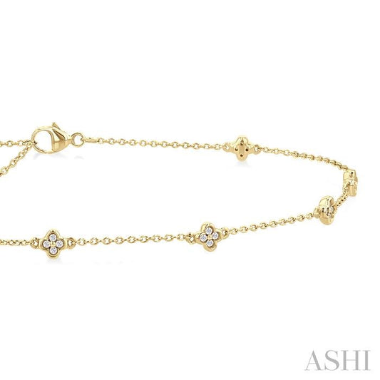ASHI Clover Diamond Station Chain Anklet 751A0PPTSAKYG