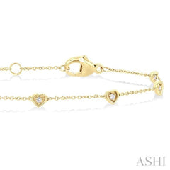 ASHI Heart Shape Bezel Set Petite Diamond Station Chain Bracelet 755A0PPTGYG