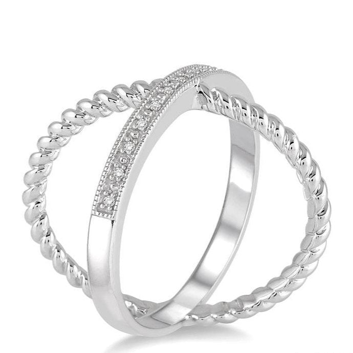 Parkplace Jewelers Silver Criss Cross Diamond Fashion Ring 86369PPSSSLRG