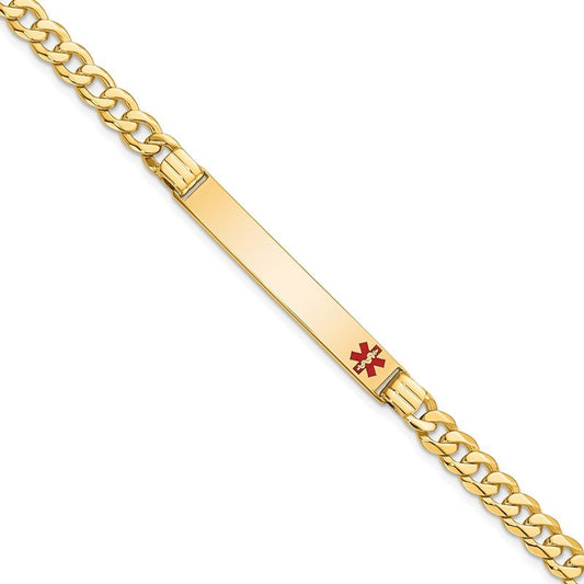 Quality Gold 14K Medical Red Enamel Curb Link ID Bracelet XM568FR