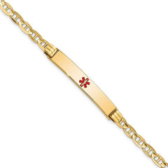 Quality Gold 14K Medical Red Enamel Anchor Link ID Bracelet XM569CR