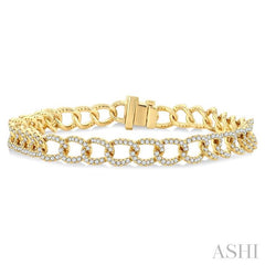 ASHI Curb & Cuban Diamond Fashion Bracelet 75952PPFGYG