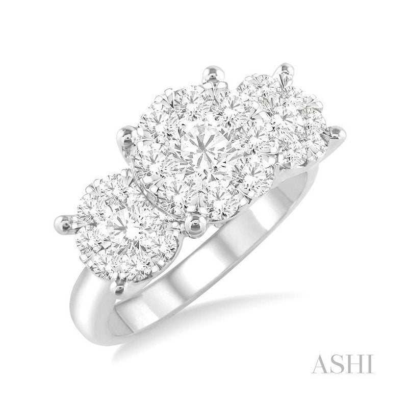 ASHI Round Shape Past Present & Future Lovebright Essential Diamond Engagement Ring 36920PPFGWG-2.00