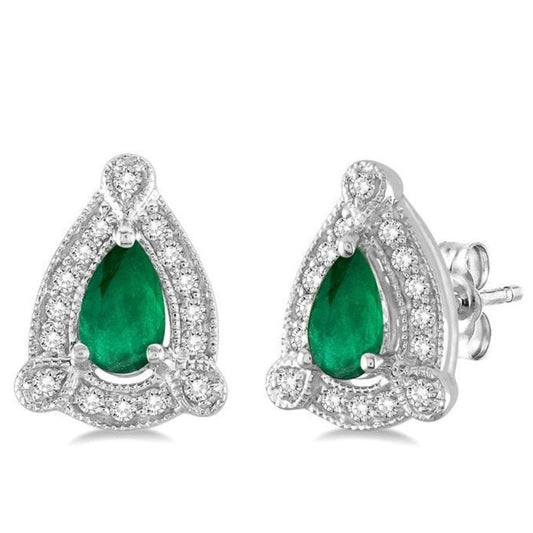Parkplace Jewelers Pear Shape Gemstone & Halo Diamond Earrings 58448PPFSEREMWG