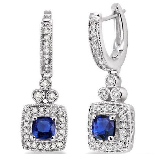 Parkplace Jewelers Cushion Shape Gemstone & Halo Diamond Earrings 58355PPFNERSPWG
