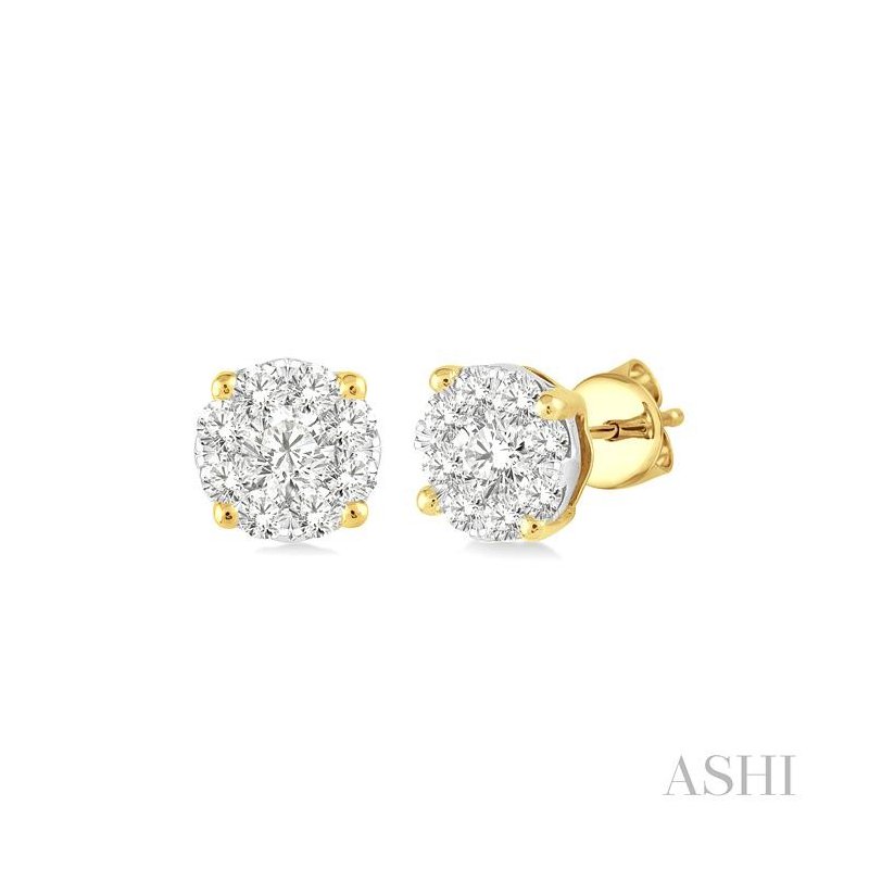 ASHI Round Shape Lovebright Essential Diamond Stud Earrings 91758PPFGERYW