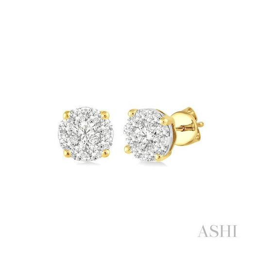 ASHI Round Shape Lovebright Essential Diamond Stud Earrings 91758PPFGERYW