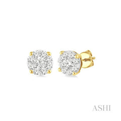 ASHI Round Shape Lovebright Essential Diamond Stud Earrings 91758PPFGERYW