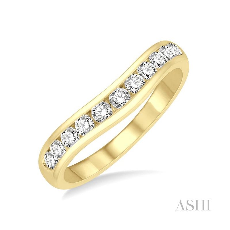 ASHI Curved Diamond Wedding Band 30353PPFGYG
