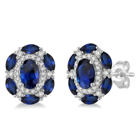 Parkplace Jewelers Oval Shape Gemstone & Halo Diamond Earrings 57467PPFHERSPWG