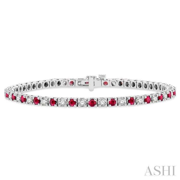 ASHI Alternate Gemstone & Diamond Tennis Bracelet 76191PPFGRBWG-1.50