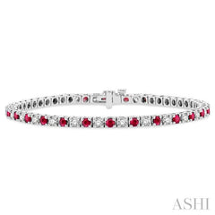 ASHI Alternate Gemstone & Diamond Tennis Bracelet 76191PPFGRBWG-1.50