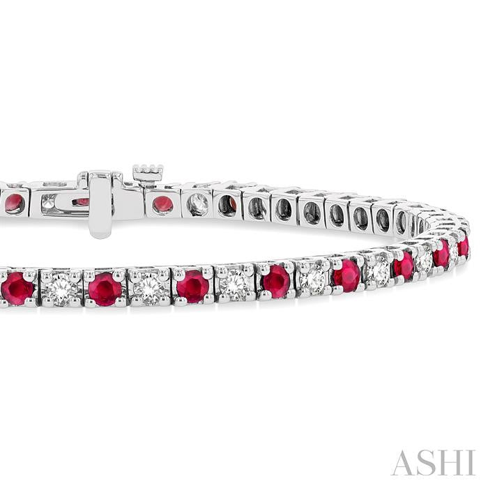 ASHI Alternate Gemstone & Diamond Tennis Bracelet 76191PPFGRBWG-1.50
