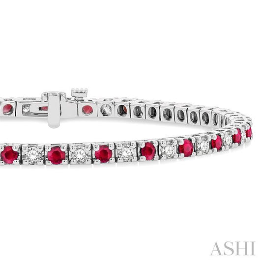 ASHI Alternate Gemstone & Diamond Tennis Bracelet 76191PPFGRBWG-1.50