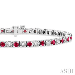 ASHI Alternate Gemstone & Diamond Tennis Bracelet 76191PPFGRBWG-1.50