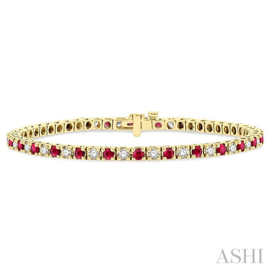 ASHI Alternate Gemstone & Diamond Tennis Bracelet 76191PPFGRBYG-1.50