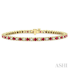 ASHI Alternate Gemstone & Diamond Tennis Bracelet 76191PPFGRBYG-1.50