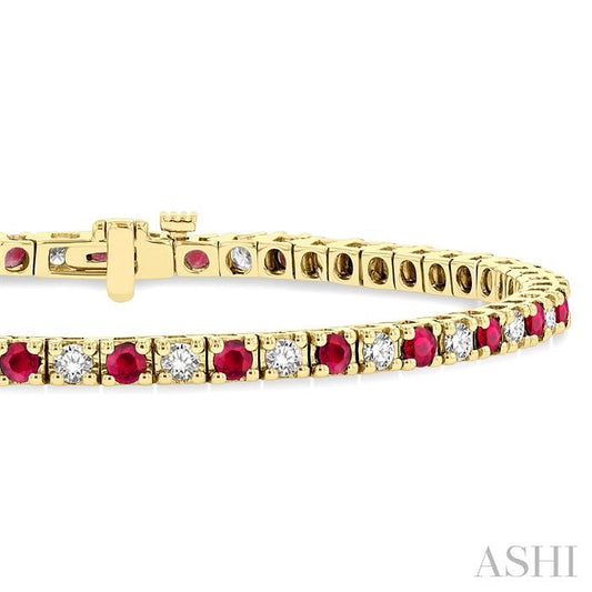 ASHI Alternate Gemstone & Diamond Tennis Bracelet 76191PPFGRBYG-1.50