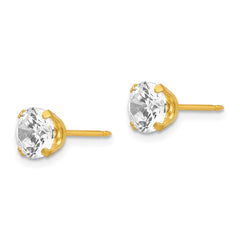 761E Inverness Stainless Steel 24K Gold-plated 7mm CZ Earrings